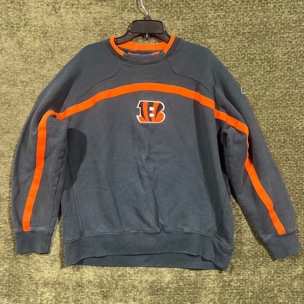 Reebok Sweatshirt Mens Large Black Cincinnati Bengals NFL Sideline Crewneck